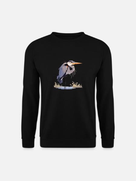 Heron Reiher - Unisex Pullover - Schwarz