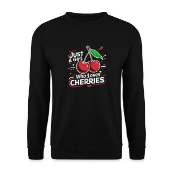 Kirsche Kirschen Früchte Essen - Unisex Pullover - Schwarz - Vorne - Alina (178cm) & Michal (187cm)