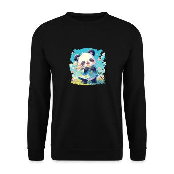 Pandas Panda - Unisex Pullover - Schwarz - Vorne - Alina (178cm) & Michal (187cm)