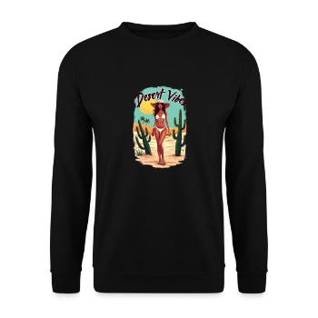 Sonnenuntergang Desert Vibes Urlaub Abenteuer - Unisex Pullover - Schwarz - Vorne - Alina (178cm) & Michal (187cm)