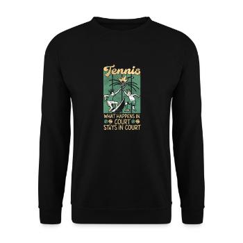 Drôle de joueur de tennis Raquette Tennis - Sweat-shirt Unisexe - noir - Devant - Alina (178cm) & Michal (187cm)