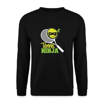 Drôle de joueur de tennis Raquette Ninja - Sweat-shirt Unisexe - noir - Devant - Alina (178cm) & Michal (187cm)