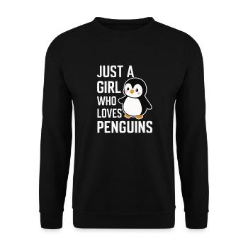 Pinguin Pinguine Tier - Unisex Pullover - Schwarz - Vorne - Alina (178cm) & Michal (187cm)