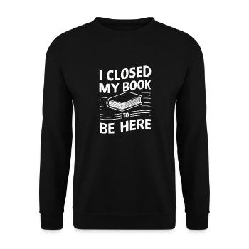 Bücher Buch lesen Bücherei Bibliothek Bücherwurm - Unisex Pullover - Schwarz - Vorne - Alina (178cm) & Michal (187cm)