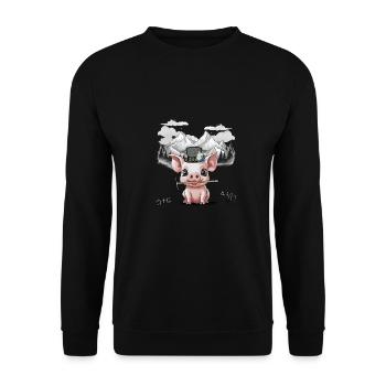 Piglet Mountains Mountaineers Mountaineers Mountains Nature - Unisex Sweatshirt - black - Front - Alina (178cm) & Michal (187cm)