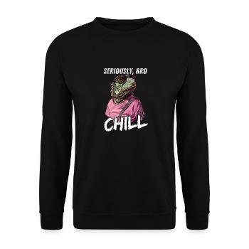 Seriously Bro Chill Lizard Meme Design - Unisex Sweatshirt - black - Front - Alina (178cm) & Michal (187cm)