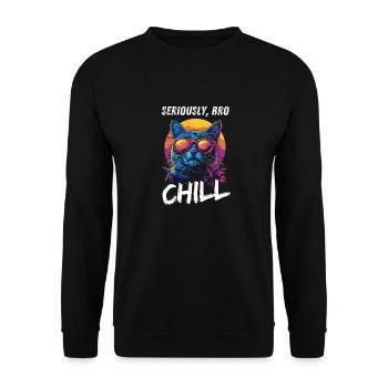 Sérieusement Bro Chill Cat Gamer Mème - Sweat-shirt Unisexe - noir - Devant - Alina (178cm) & Michal (187cm)
