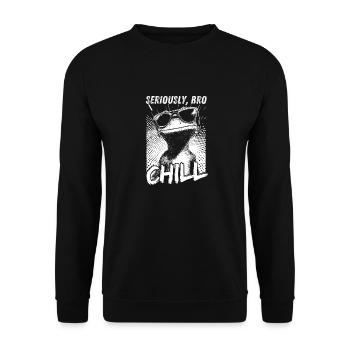 Sérieusement Bro Chill Lizard Retro Meme - Sweat-shirt Unisexe - noir - Devant - Alina (178cm) & Michal (187cm)