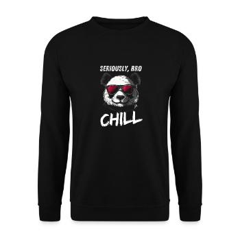 Seriously Bro Chill Panda Meme Design - Unisex Sweatshirt - black - Front - Alina (178cm) & Michal (187cm)