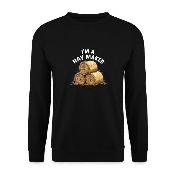 Lustiger Heumacher Bauernhof Lebensstil Heu - Unisex Pullover - Schwarz - Vorne - Alina (178cm) & Michal (187cm)