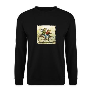 Grenouilles sur tandem dans un style rétro - Sweat-shirt Unisexe - noir - Devant - Alina (178cm) & Michal (187cm)