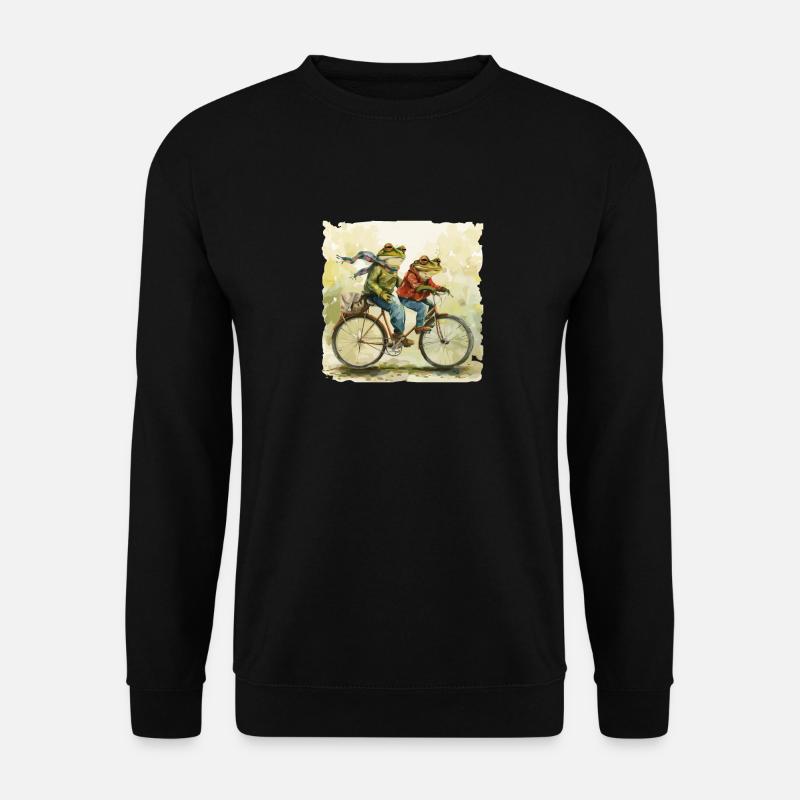 Frösche Auf Tandem Fahrrad Im Retro Stil - Unisex Pullover - Schwarz