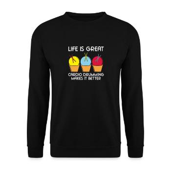 La vie est belle, le cardio le rend meilleur - Sweat-shirt Unisexe - noir - Devant - Alina (178cm) & Michal (187cm)