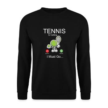 Funny Tennis Player Racket Phone - Unisex Sweatshirt - black - Front - Alina (178cm) & Michal (187cm)