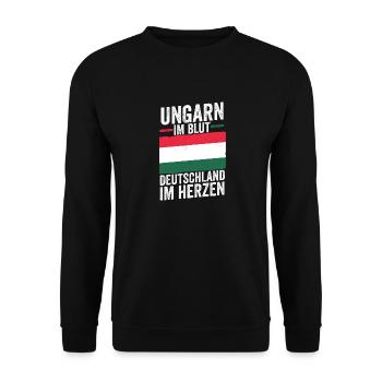 Ungar Ungarisch Deutsch Ungarn - Unisex Pullover - Schwarz - Vorne - Alina (178cm) & Michal (187cm)