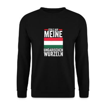 Ungar Ungarisch Ungarn - Unisex Pullover - Schwarz - Vorne - Alina (178cm) & Michal (187cm)