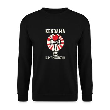 Japanische Kendama-Meditation Rote Sonne - Unisex Pullover - Schwarz - Vorne - Alina (178cm) & Michal (187cm)