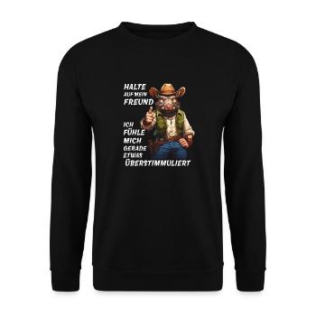 HOLD ON TO MY FRIEND OVER-TUNED - Unisex Sweatshirt - black - Front - Alina (178cm) & Michal (187cm)