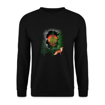 mystisch Wald Fuchs Füchse Märchen Kinder Kind - Unisex Pullover - Schwarz - Vorne - Alina (178cm) & Michal (187cm)