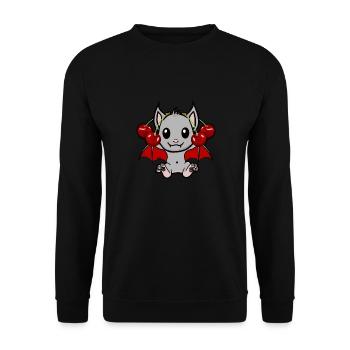 Halloween Bat Bats Cherries Cherry - Unisex Sweatshirt - black - Front - Alina (178cm) & Michal (187cm)