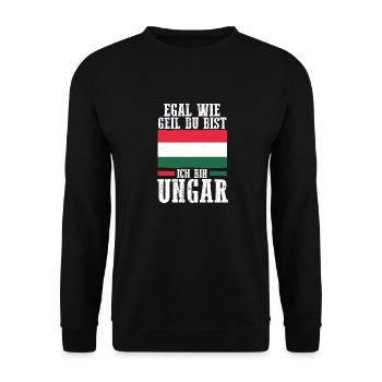 Ungar Ungarisch Ungarn - Unisex Pullover - Schwarz - Vorne - Alina (178cm) & Michal (187cm)
