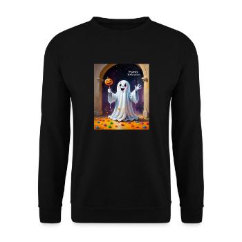 Fantôme joyeux avec citrouille - Sweat-shirt Unisexe - noir - Devant - Alina (178cm) & Michal (187cm)