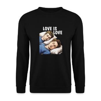 MEN SLEEPING LOVE IS LOVE - Unisex Sweatshirt - black - Front - Alina (178cm) & Michal (187cm)