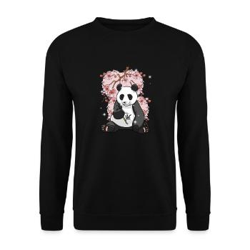 Asia China Cherry Blossom Panda Bear Bears Japan - Unisex Sweatshirt - black - Front - Alina (178cm) & Michal (187cm)