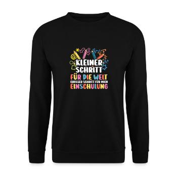 Erste Klasse Grundschule Schulbeginn Geschenk - Unisex Pullover - Schwarz - Vorne - Alina (178cm) & Michal (187cm)