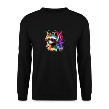 Colorful Gambler Raccoon with Headset - Unisex Sweatshirt - black - Front - Alina (178cm) & Michal (187cm)