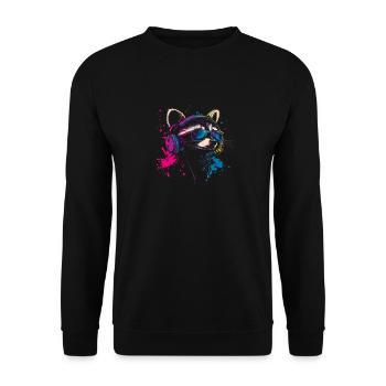 Gambler raccoon with sunglasses and headset - Unisex Sweatshirt - black - Front - Alina (178cm) & Michal (187cm)