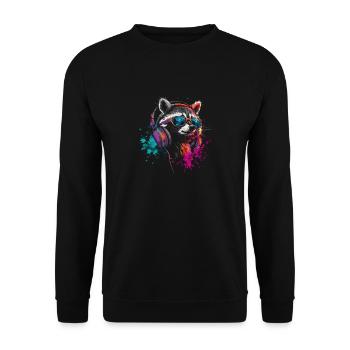 Colorful Gambler Raccoon with Headset - Unisex Sweatshirt - black - Front - Alina (178cm) & Michal (187cm)