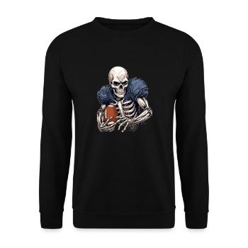 American Football Skeleton Football Halloween - Unisex Pullover - Schwarz - Vorne - Alina (178cm) & Michal (187cm)