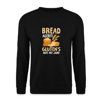 Bread alert Gluten's not my jam - Unisex Pullover - Schwarz - Vorne - Alina (178cm) & Michal (187cm)