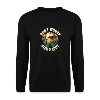 Don’t worry beer happy - Unisex Pullover - Schwarz - Vorne - Alina (178cm) & Michal (187cm)