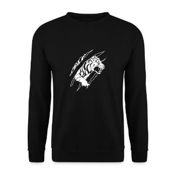 Weißer Tiger - Unisex Pullover - Schwarz - Vorne - Alina (178cm) & Michal (187cm)