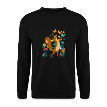 Fleurs d’écureuil Papillons Enfant Enfants Bébé - Sweat-shirt Unisexe - noir - Devant - Alina (178cm) & Michal (187cm)