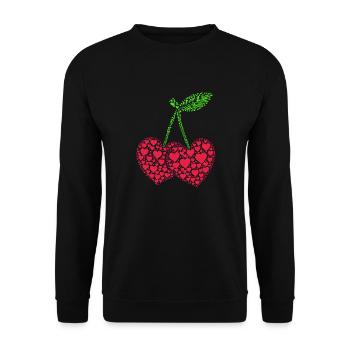 Kirsche Kirschen Früchte Essen - Unisex Pullover - Schwarz - Vorne - Alina (178cm) & Michal (187cm)