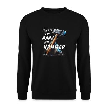 JE SUIS UN HOMME AVEC UN MARTEAU - Sweat-shirt Unisexe - noir - Devant - Alina (178cm) & Michal (187cm)