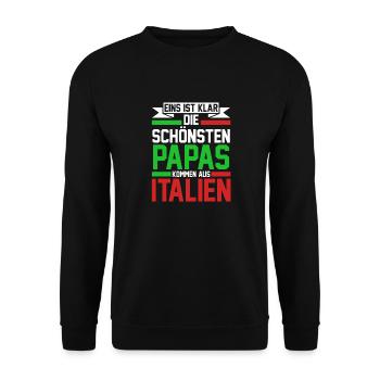 Italie Italien Papa Père Italien Italie - Sweat-shirt Unisexe - noir - Devant - Alina (178cm) & Michal (187cm)