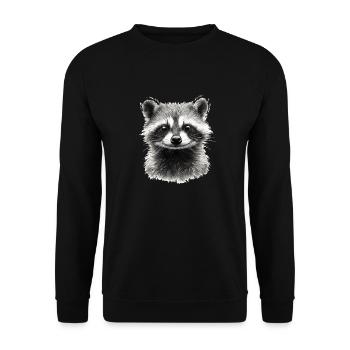 Lustiger Waschbär - Unisex Pullover - Schwarz - Vorne - Alina (178cm) & Michal (187cm)