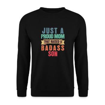 Nur eine stolze Mutter, die einen knallharten Sohn lustig großgezogen hat - Unisex Pullover - Schwarz - Vorne - Alina (178cm) & Michal (187cm)