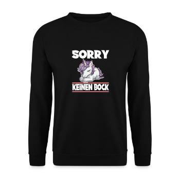 Sorry Keinen Bock Einhorn - Unisex Pullover - Schwarz - Vorne - Alina (178cm) & Michal (187cm)