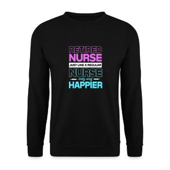 Krankenschwester Rente - Unisex Pullover - Schwarz - Vorne - Alina (178cm) & Michal (187cm)