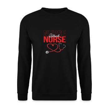 Krankenschwester Rente - Unisex Pullover - Schwarz - Vorne - Alina (178cm) & Michal (187cm)