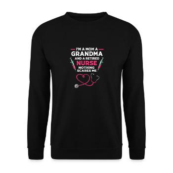 Krankenschwester Rente - Unisex Pullover - Schwarz - Vorne - Alina (178cm) & Michal (187cm)