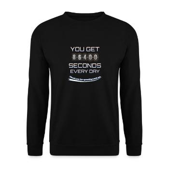 Jeden Tag 86400 Sekunden. Wir gemeinsam. Danke. - Unisex Pullover - Schwarz - Vorne - Alina (178cm) & Michal (187cm)