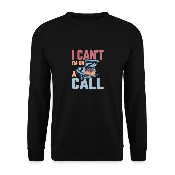I Can't I'm On A Call Mortuary Mortician - Unisex Sweatshirt - black - Front - Alina (178cm) & Michal (187cm)