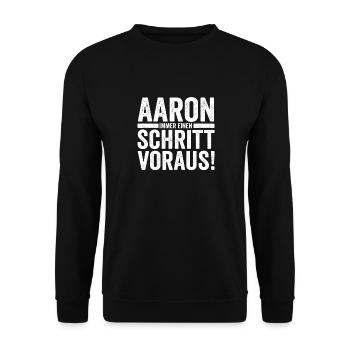 First name Aaron - Unisex Sweatshirt - black - Front - Alina (178cm) & Michal (187cm)