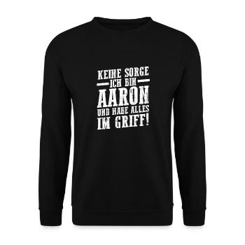 Prénom Aaron - Sweat-shirt Unisexe - noir - Devant - Alina (178cm) & Michal (187cm)